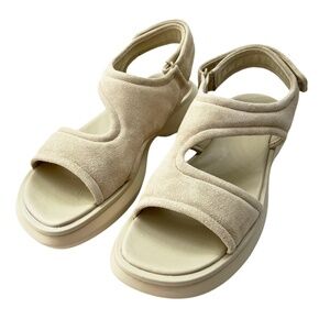 NWOT Vince Fresca Suede Strappy Sandal Moonlight Beige Women's Size 7.5M